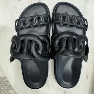 Hermes Black Chain Sandals